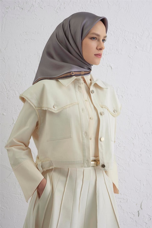 Armine Monogram Desenli Saf İpek Twill Eşarp 9401D 36