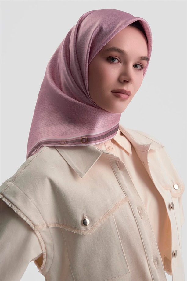 Armine Monogram Desenli Saf İpek Twill Eşarp 9401D 37