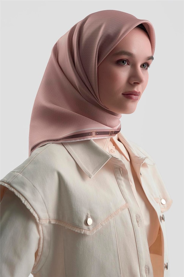 Armine Monogram Desenli Saf İpek Twill Eşarp 9401D 40