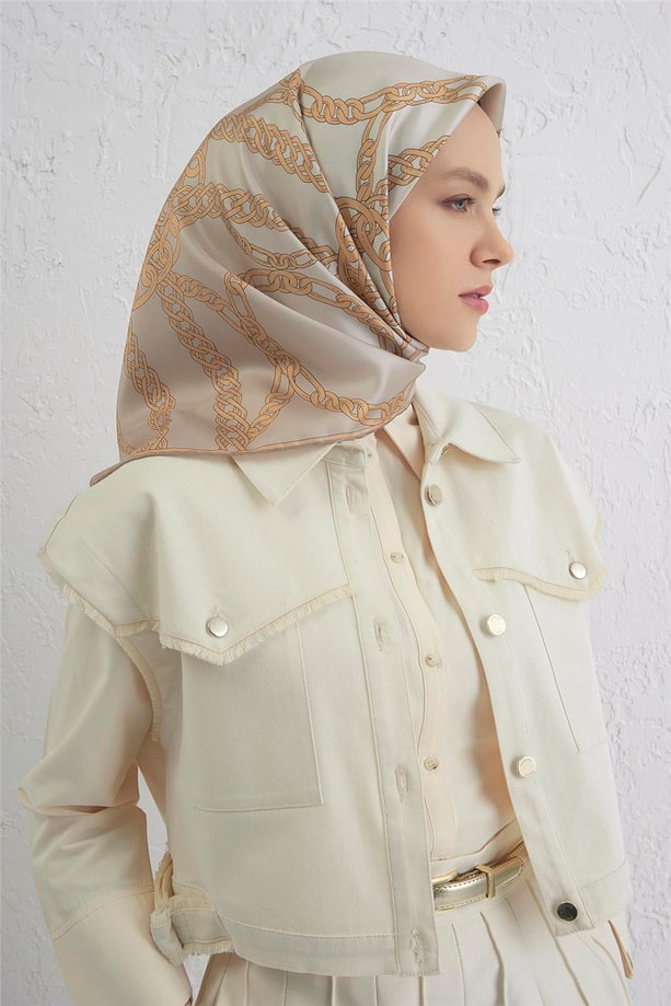 Armine Monogram Desenli Saf İpek Twill Eşarp 9401D 81