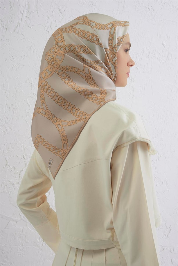 Armine Monogram Desenli Saf İpek Twill Eşarp 9401D 81