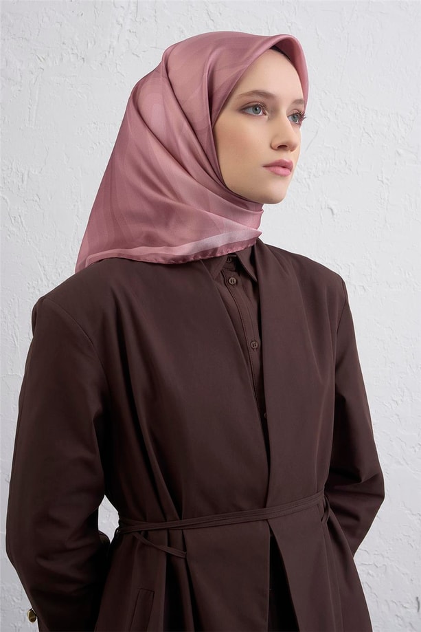 Armine Geometrik Desenli Saf İpek Twill Eşarp 9402D 05