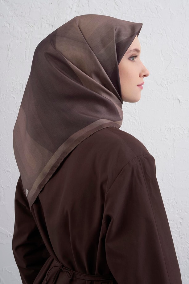 Armine Geometrik Desenli Saf İpek Twill Eşarp 9402D 84