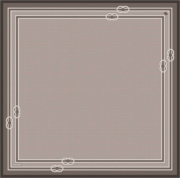 Armine Klasik Desenli Saf İpek Twill Eşarp 9404D 05