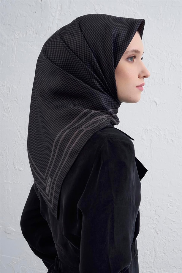 Armine Klasik Desenli Saf İpek Twill Eşarp 9404D 11