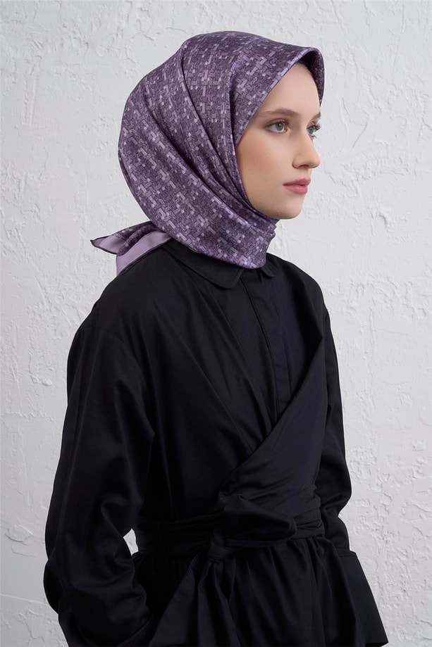 Armine Soyut Desenli Saf İpek Twill Eşarp 9405D 05
