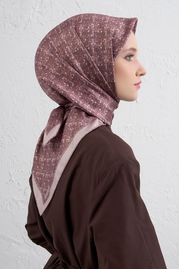 Armine Soyut Desenli Saf İpek Twill Eşarp 9405D 32