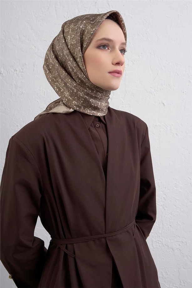 Armine Soyut Desenli Saf İpek Twill Eşarp 9405D 57