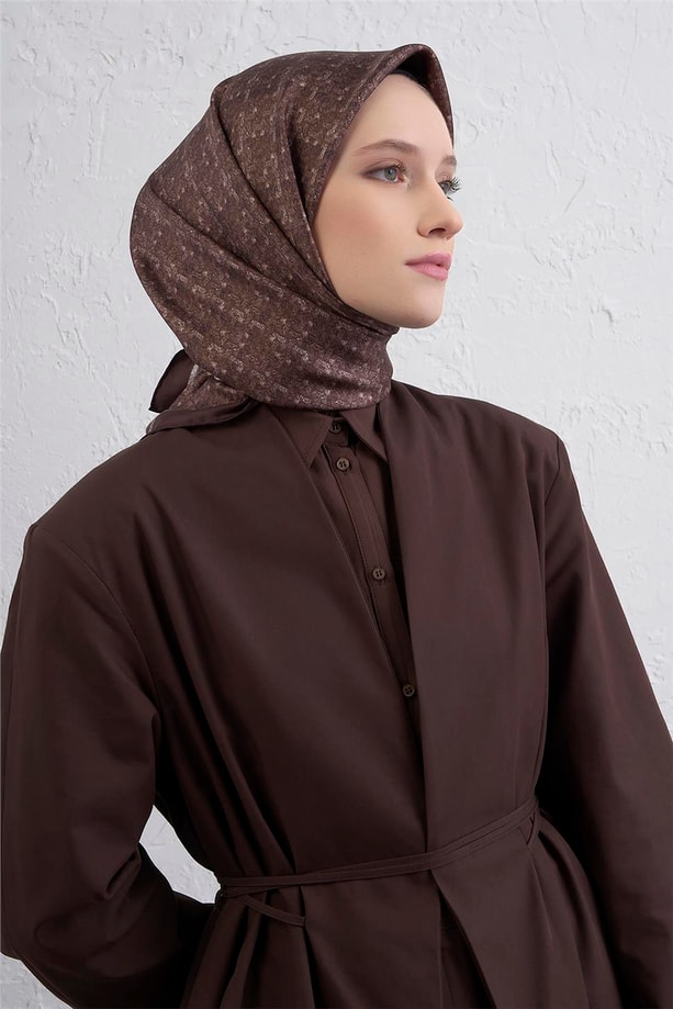 Armine Soyut Desenli Saf İpek Twill Eşarp 9405D 81