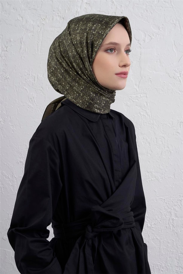 Armine Soyut Desenli Saf İpek Twill Eşarp 9405D 82