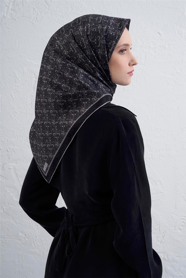 Armine Soyut Desenli Saf İpek Twill Eşarp 9405D 84