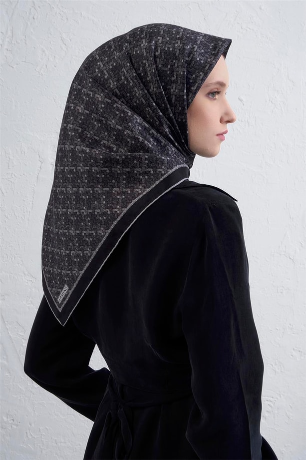 Armine Soyut Desenli Saf İpek Twill Eşarp 9405D 84