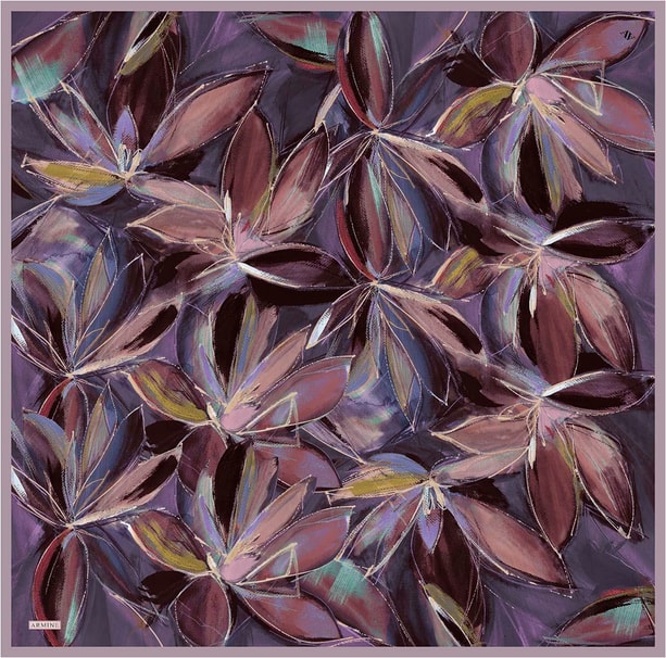 Armine Çiçek Desenli Saf İpek Twill Eşarp 9406D 34