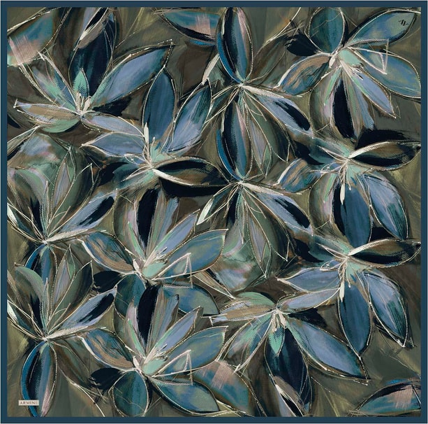 Armine Çiçek Desenli Saf İpek Twill Eşarp 9406D 35
