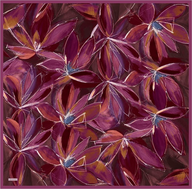 Armine Çiçek Desenli Saf İpek Twill Eşarp 9406D 51