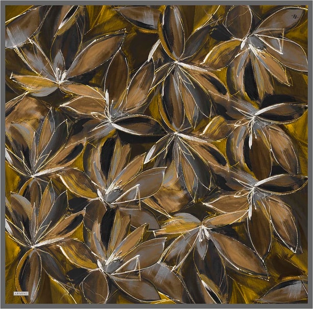 Armine Çiçek Desenli Saf İpek Twill Eşarp 9406D 82