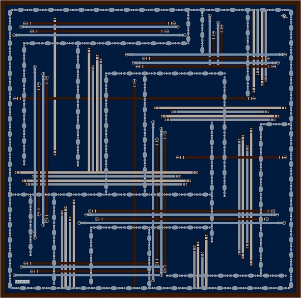 Armine Obje Desenli Saf İpek Twill Eşarp 9407D 83