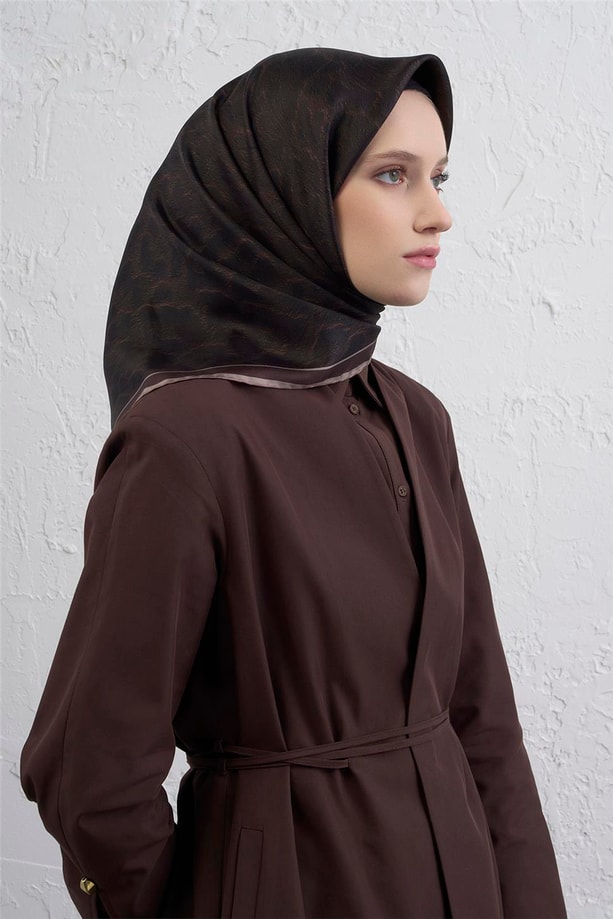 Armine Klasik Desenli Saf İpek Twill Eşarp 9408D 83