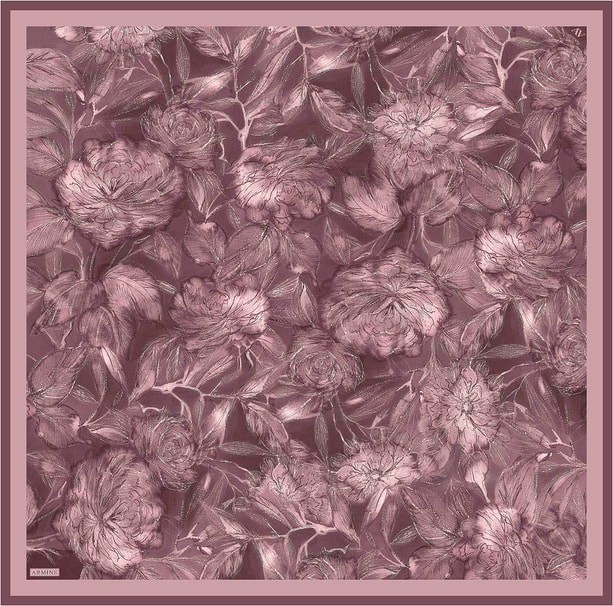 Armine Çiçek Desenli Saf İpek Twill Eşarp 9409D 05