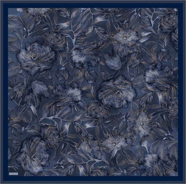 Armine Çiçek Desenli Saf İpek Twill Eşarp 9409D 81