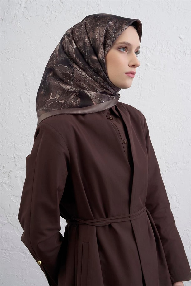 Armine Çiçek Desenli Saf İpek Twill Eşarp 9409D 82