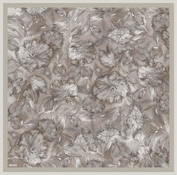 Armine Çiçek Desenli Saf İpek Twill Eşarp 9409D 83