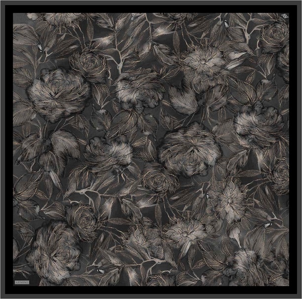 Armine Çiçek Desenli Saf İpek Twill Eşarp 9409D 85