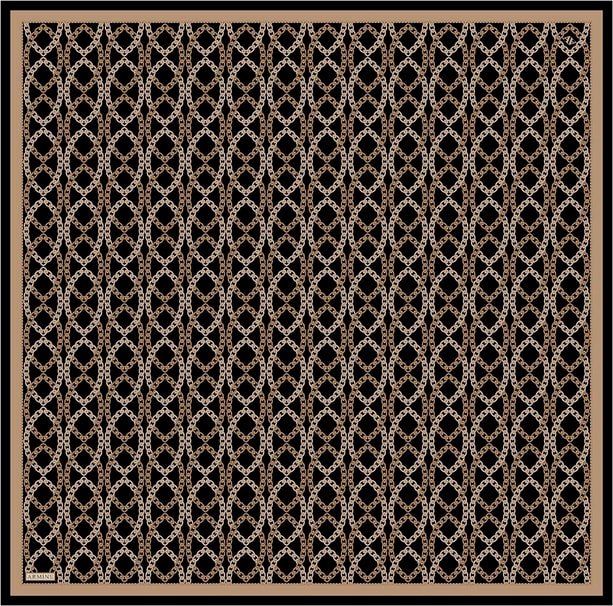 Armine Klasik Desenli Saf İpek Twill Eşarp 9410D 07