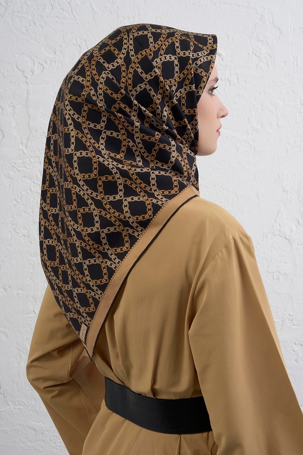 Armine Klasik Desenli Saf İpek Twill Eşarp 9410D 07