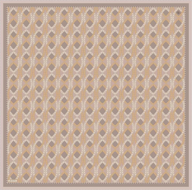 Armine Klasik Desenli Saf İpek Twill Eşarp 9410D 33