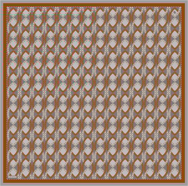 Armine Klasik Desenli Saf İpek Twill Eşarp 9410D 35