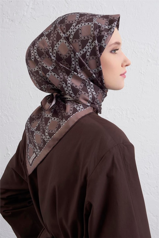 Armine Klasik Desenli Saf İpek Twill Eşarp 9410D 87