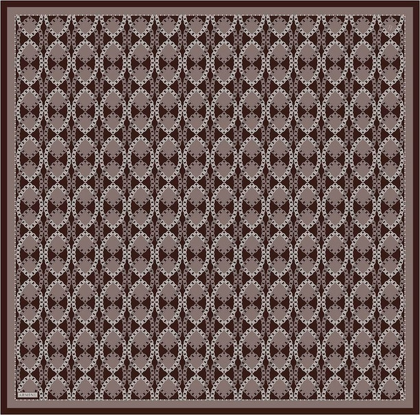 Armine Klasik Desenli Saf İpek Twill Eşarp 9410D 87