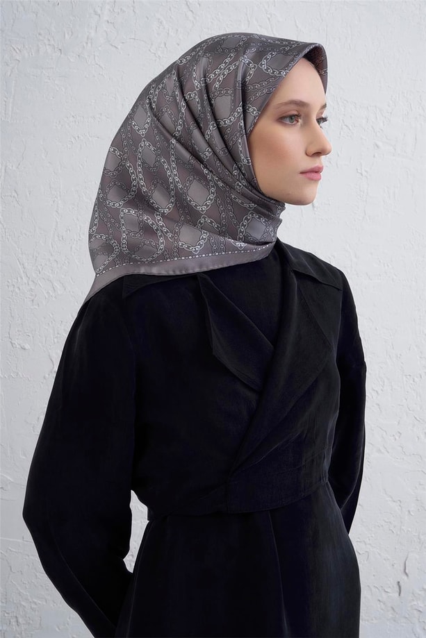 Armine Klasik Desenli Saf İpek Twill Eşarp 9410D 88