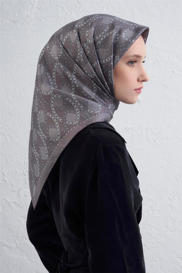 Armine Klasik Desenli Saf İpek Twill Eşarp 9410D 88
