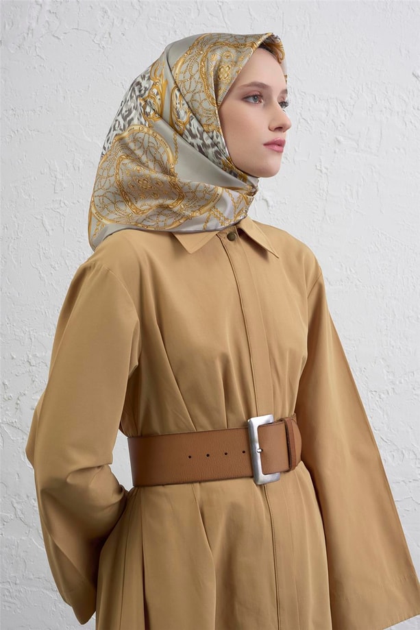 Armine Klasik Desenli Saf İpek Twill Eşarp 9411D 83