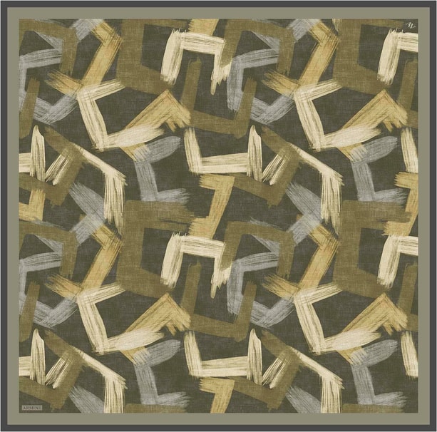 Armine Geometrik Desenli Saf İpek Twill Eşarp 9413D 04
