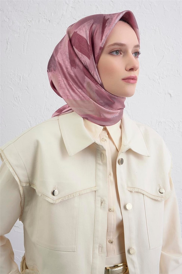 Armine Geometrik Desenli Saf İpek Twill Eşarp 9413D 06