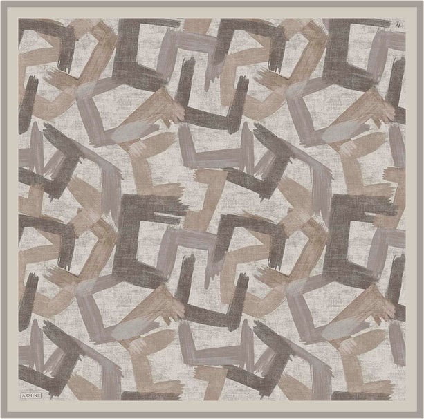 Armine Geometrik Desenli Saf İpek Twill Eşarp 9413D 07