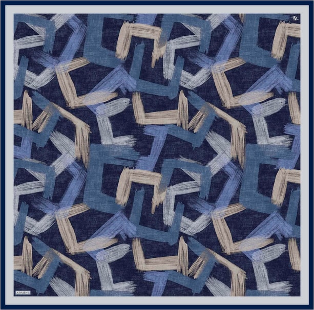 Armine Geometrik Desenli Saf İpek Twill Eşarp 9413D 31