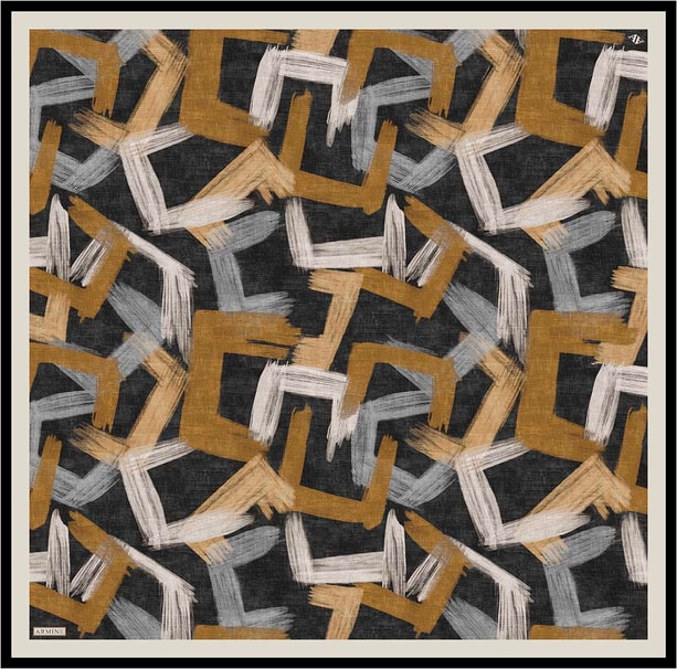 Armine Geometrik Desenli Saf İpek Twill Eşarp 9413D 80