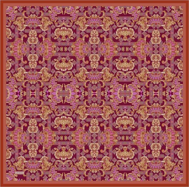 Armine Etnik Desen Saf İpek Twill Eşarp 9416D 55