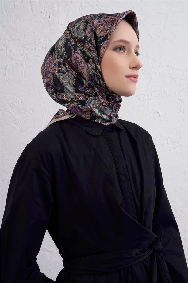 Armine Etnik Desen Saf İpek Twill Eşarp 9416D 81