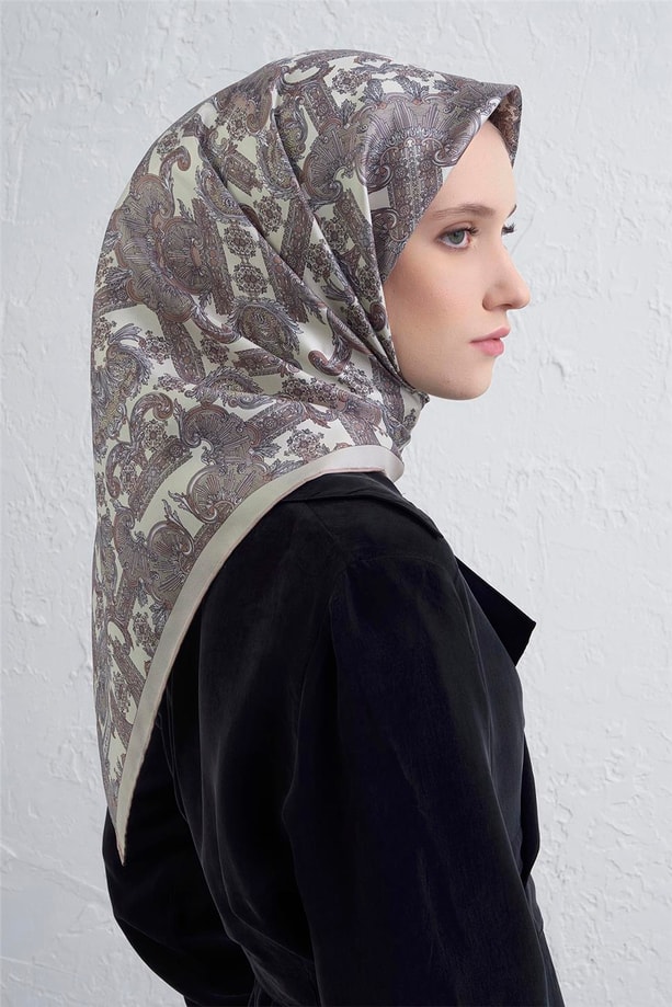 Armine Etnik Desen Saf İpek Twill Eşarp 9416D 83