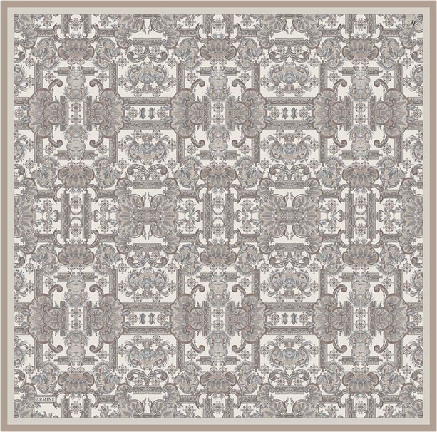 Armine Etnik Desen Saf İpek Twill Eşarp 9416D 83