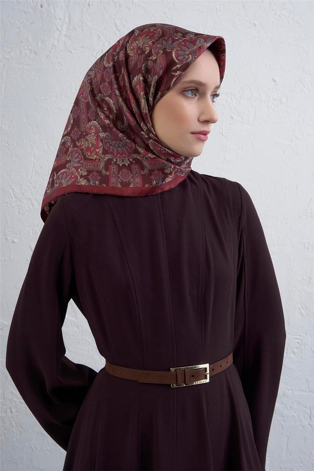 Armine Etnik Desen Saf İpek Twill Eşarp 9416D 84