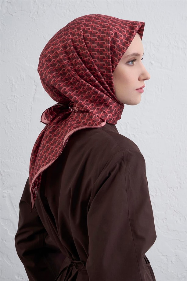 Armine Geometrik Desenli Saf İpek Twill Eşarp 9417D 35