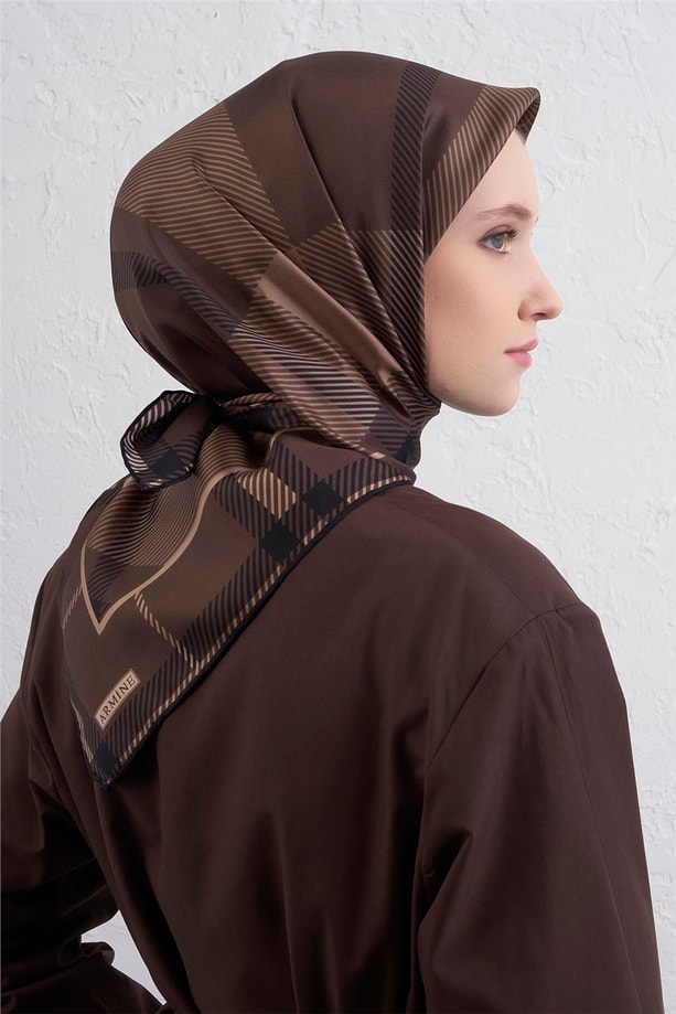 Armine Geometrik Desenli Saf İpek Twill Eşarp 9418D 33