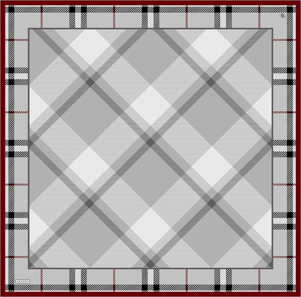 Armine Geometrik Desenli Saf İpek Twill Eşarp 9418D 80