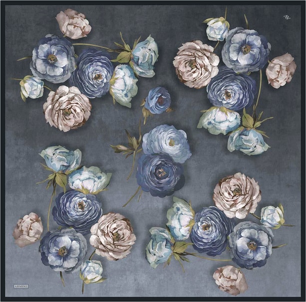 Armine Çiçek Desenli Saf İpek Twill Eşarp 9419D 36